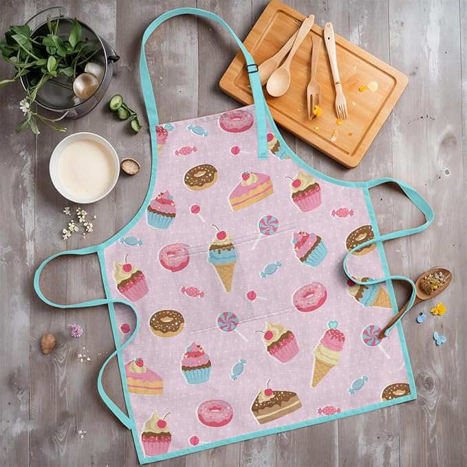 SANDJEST Kids Apron with Chefs Hat Set, Kitchen Apron Gifts