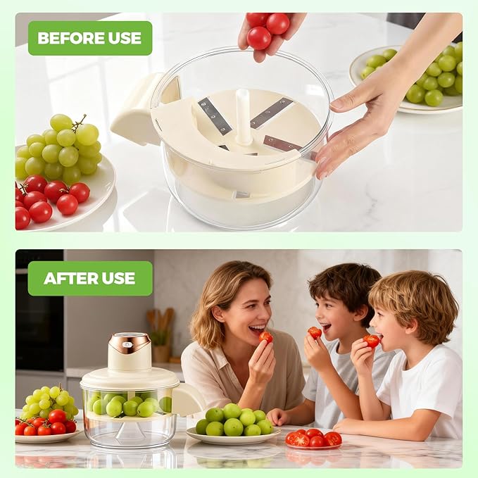 Electric Grape Peeler Machine, 50W High Power Automatic Garlic Peeler & Cherry Tomato Skin Remover, Upgraded 5-Blade System, 1300mAh Rechargeable Fruit Peeling Tool for Salad & Kitchen
