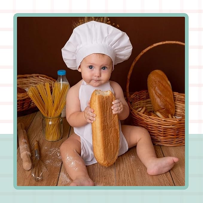 KHC-KHF Newborn Photography Prop Baby Chef Outfits Chef Hat Apron Set Infant Chef Costume Toddler Cosplay Costume Boy Girl