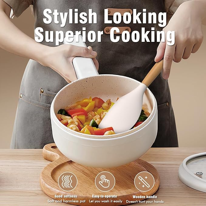 AVGPD Silicone Cooking Utensils Set, Silicone Utensils for Cooking, 446° Heat Resistant Kitchen Utensil Silicone Spatula Sets, Kitchen Gadgets for Non-Stick Cookware BPA FREE (Cream White)