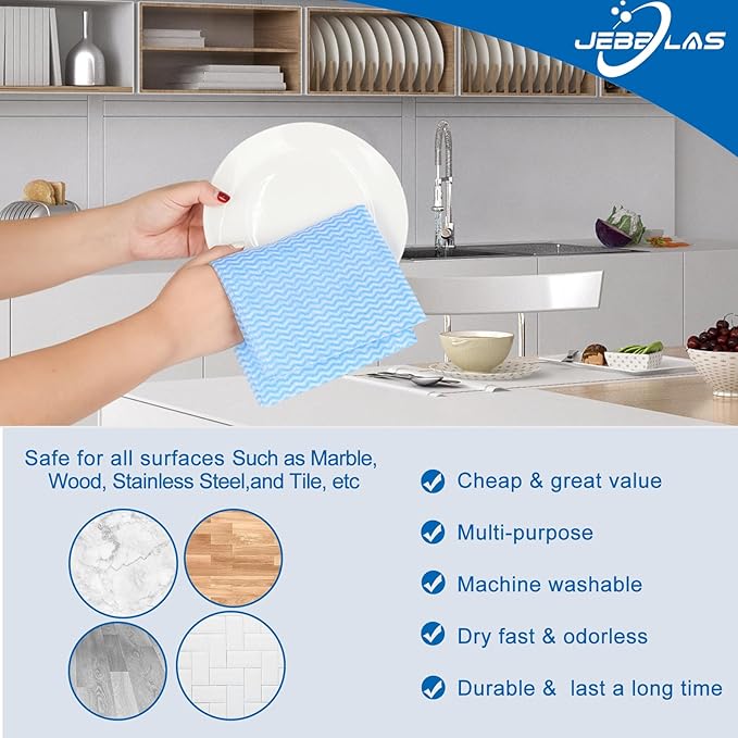 JEBBLAS Cleaning Towels Dish Towels and Dish Cloths Reusable Towels,Handy Cleaning Wipes, Great Dish Towel, Disposable, Absorbent, Dry Quickly 108 Sheets/Pack,5 Color