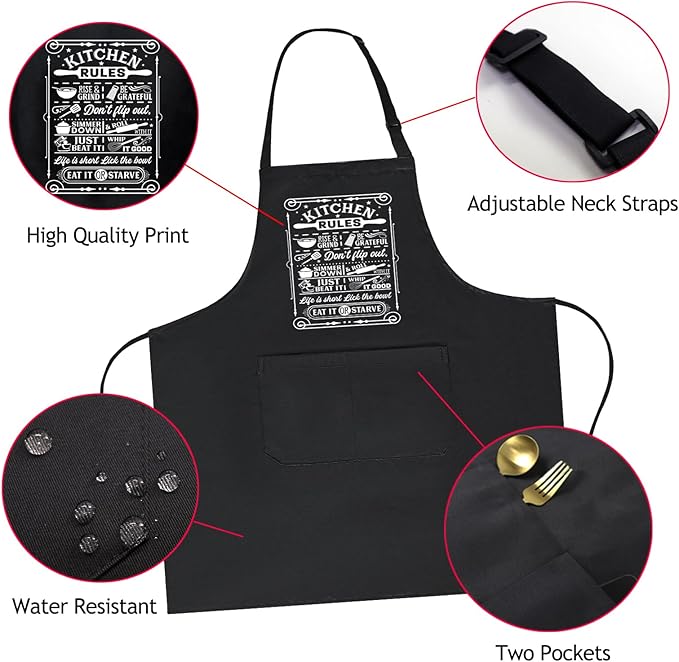 Funny Aprons for Women with Pockets, Cute Cooking Baking Kitchen Aprons for Mom Chef, Gifts for Birthday Christmas