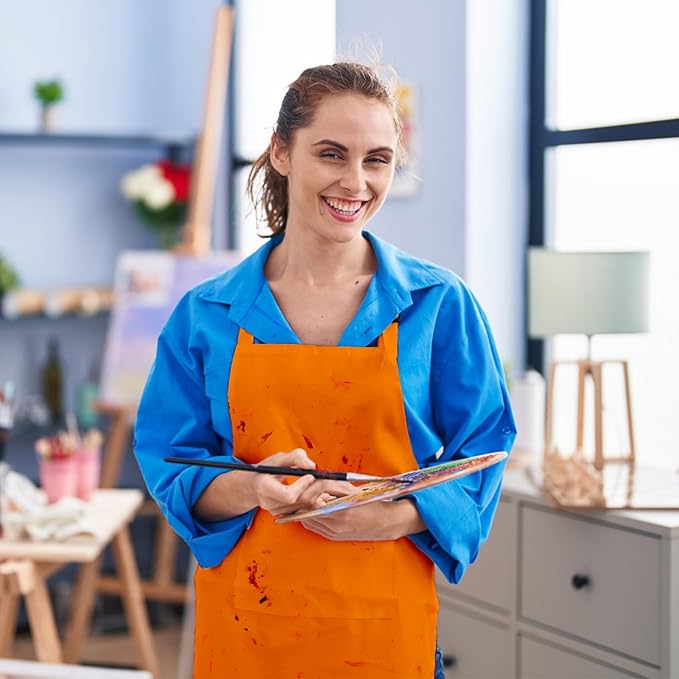 15 Pcs Adult Aprons Bulk with Pockets Adjustable Bib Chef Apron for Women Men Painting Cooking Crafting (S/L)