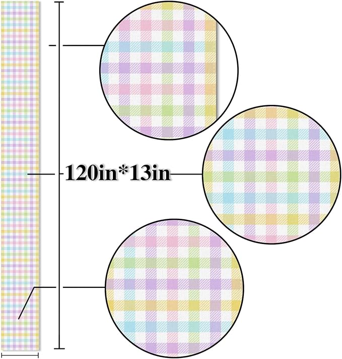 Nepnuser Linen Spring Easter Buffalo Check Plaid Table Runner Rustic Farmhouse Home Dining Room Kitchen Table Decor (13" x 120")