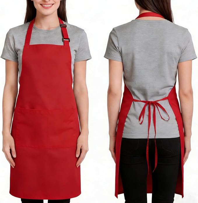 Large Chef Apron for Men and Women, Cooking Kitchen Aprons with 2 Large Pockets Water Oil Resistant