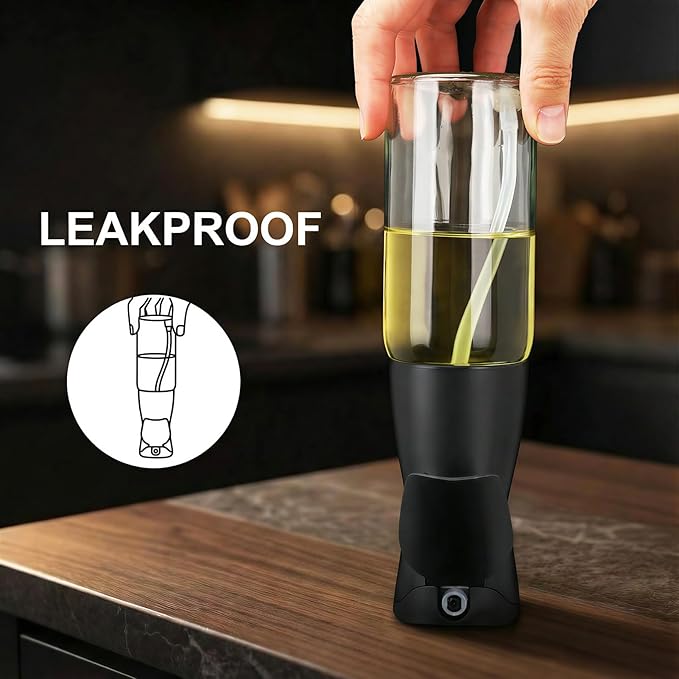 Oil Sprayer for Cooking 250ml/8.5oz 2 Pack Glass Olive Oil Spray Bottle Refillable Dispenser Oil Mister Spray Bottles for Kitchen Gadgets BBQ(Black)
