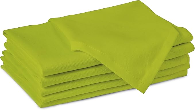 Encasa XO Lime Green Cloth Napkins Set of 6, 17"x17" | Solid Color Cotton Dinner Napkins | Washable & Reusable Wedding Napkins for Holiday Dinners, Party, & Everyday Table Decor