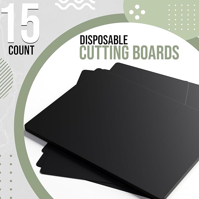 Crown Display Disposable Cutting Boards for Kitchen 15 Count Black Cutting Board 10 Inch X 13.5 Inch Flexible Cutting Boards For Kitchen ~ Patent Pending ~ Recyclable Disposable Cutting Board Sheets
