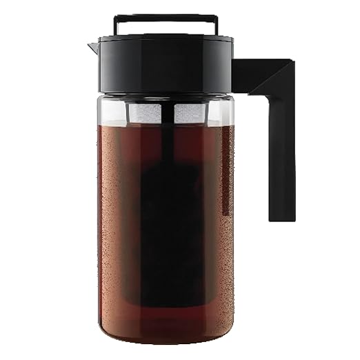 Takeya Tritan Cold Brew Coffee Maker - Airtight Pitcher with Leak-Free Lid - BPA-Free Cold Brew Maker with Silicone Handle - Dishwasher-Safe Pitcher for Homemade Cold Brew - 1 Quart, Black