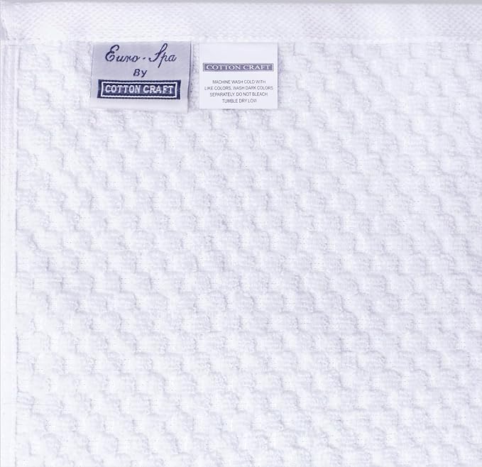 COTTON CRAFT Waffle 6 Piece Towel Set - 100% Cotton - 2 Oversized Luxury Euro Spa Waffle Weave Large Bath Towels, 2 Hand Towels, 2 Washcloths - Absorbent Quick Dry Hotel Bathroom Shower Pool - White