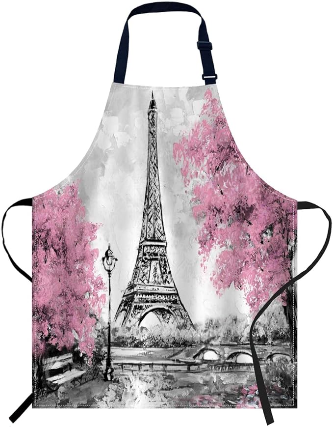 oFloral Paris European City Landscape Apron Unisex Adjustable Bib Apron, Cooking Kitchen Chef Apron, Women Men Apron for Home Kitchen, Restaurant, Coffee house
