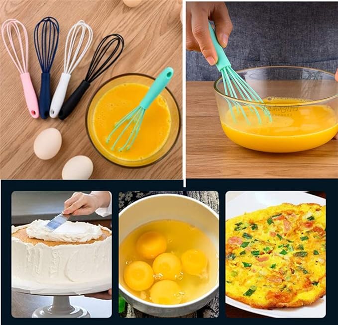 Silicone Whisk 5 Pcs Colorful Kitchen Mini Silicone Whisks,Whisk Set Egg Beater for Blending Whisking Beating Stirring Cooking Baking