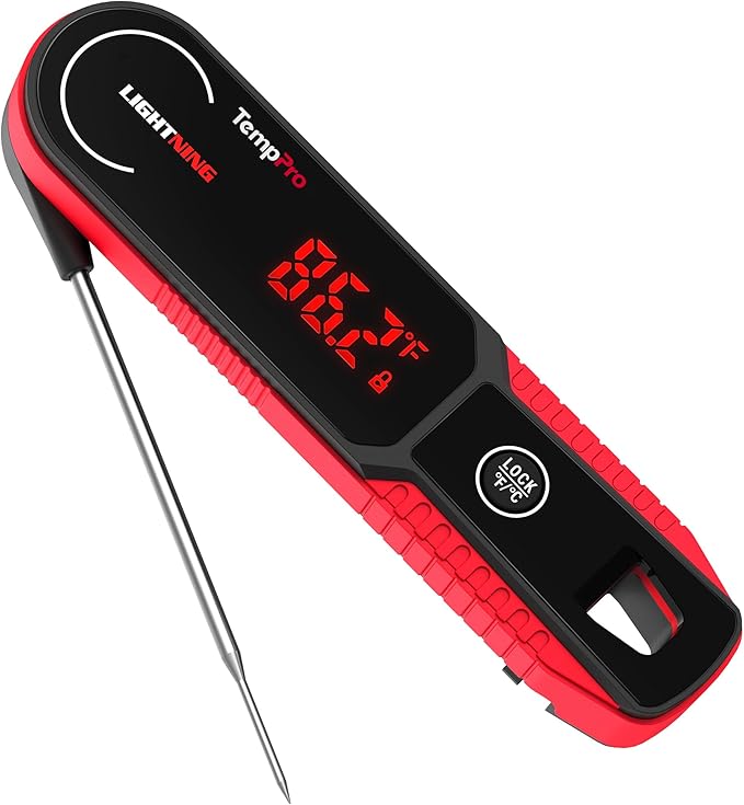 TempPro Lightning 0.5-Sec Instant Read Meat Thermometer, Kitchen Food Thermometer with 180° Rotating Display, IP67 Waterproof Cooking Thermometer for Deep Fry Smoker BBQ Grill (Previously ThermoPro)