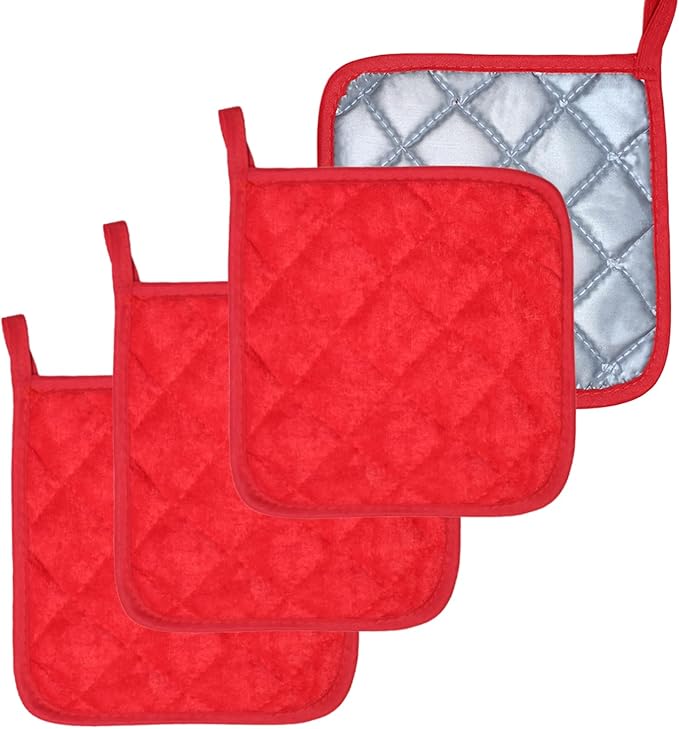 4 Pack Pot Holders for Kitchen Clearance Oven Potholders Sets for Kitchens Hot Pads for Kitchen Countertops Heat Resistant Red
