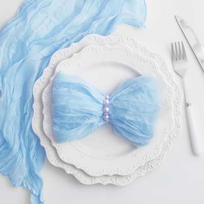 Baby Blue 60 Pack Cheesecloth Napkins Washable 21x21 Inches Baby Blue Cloth Napkins Set of 60 Bridal Baby Shower Dinner Table Napkins for Wedding Rustic Boho Cotton Gauze Summer Party Table Decor