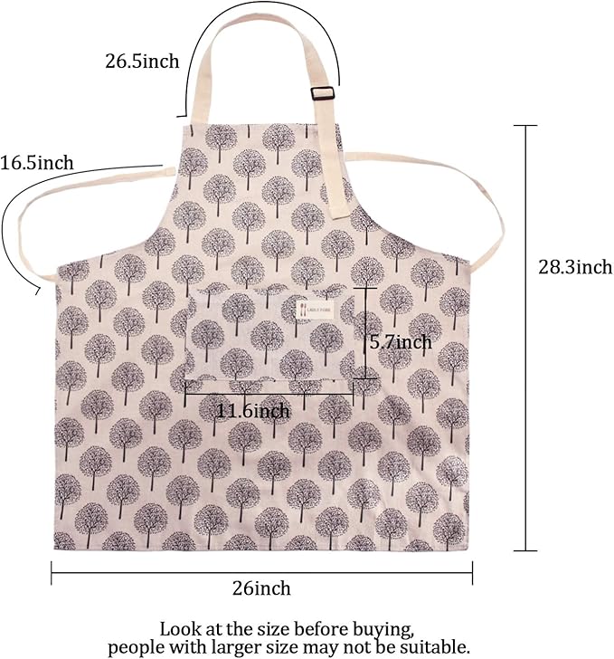 Syhood 2 Pack Aprons with 2 Pocket for Women Men Soft Linen Adjustable Bib Kitchen Cooking Apron for Chefs, Waiters, Baking(Brown Stripes Style)