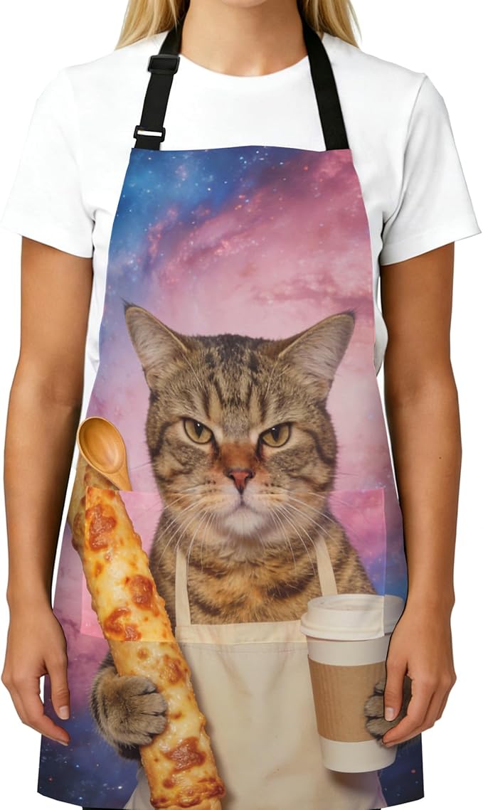 Funny Aprons for Women, Cat Mom Gifts, Made from Scratch Aprons for Women with Pockets