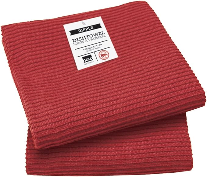 Now Designs Ripple Kitchen Towel, Set of 2, Carmine