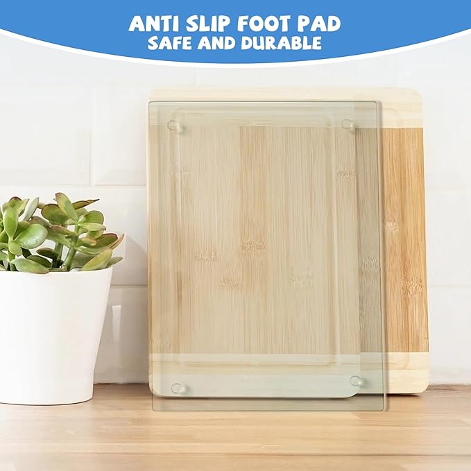 Mymonfif Tempered Glass Cutting Board for Kitchen, Clear Glass Board for Countertop, with Non-Slip Feet, Heat Resistant, Extra Large Size 18x24" 1Pcs