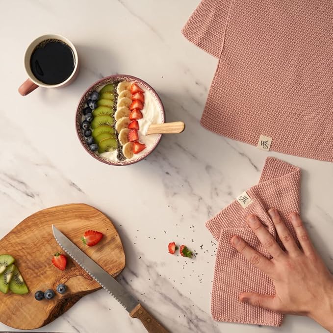 Wild & Stone | Organic Cotton Dish Cloth | Eco-Friendly Kitchen Cloth | Biodegradable & Compostable Cleaning Cloth | Rose