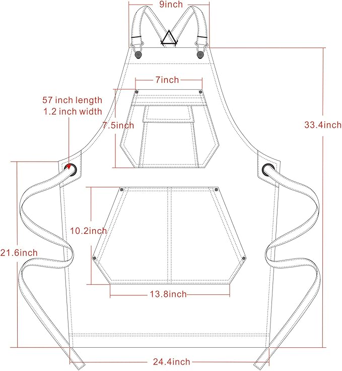 Jeanerlor - Cotton Denim Apron with Pockets for Men - Jean Apron for Hairstylis Cross Straps & Adjustable L to XXL (Denim Blue)