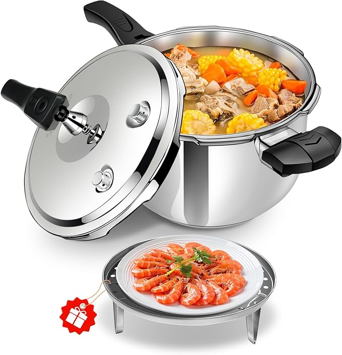 Pressure Cooker Stainless Steel pressure cooker 6 quart Commercial Stove Top Pressure Cooker Pot, Compatible with Gas & Induction Cooker 6+ quart for canning stainless steel