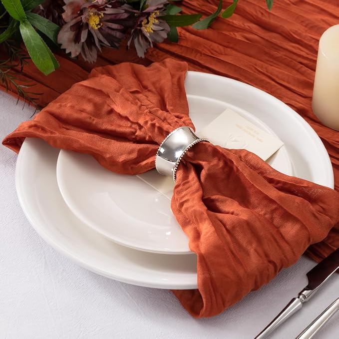 20 Pack Terracotta Cheesecloth Napkins Washable Spring Summer Cloth Napkins Set of 20 Bulk 21x21 Inches for Dinner Wedding Baby Bridal Shower Birthday Party Table Decor