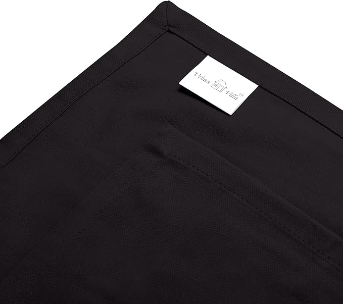 Urban Villa Kitchen Towels 100% Cotton Dish Towels for Kitchen(Set of 6) 20”x30” Dish Cloths Highly Absorbent Kitchen Linen Set with Hanging Loop Perfect for Drying Dishes Cleaning Hand Towels – Black