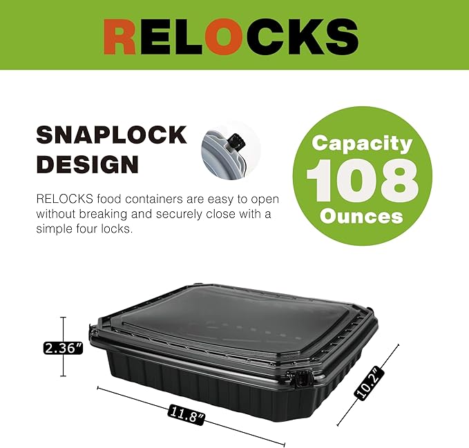 Ultra-Cold Freezer Containers (-30°C/-22°F), Frozen Meal Prep Storage with Lids, Microwave & Freezer-Safe, Perfect for Frozen Meat, Seafood and Hot Meals, 12" x 10" x 2.3", 10 Packs