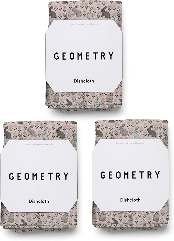 GEOMETRY Kitchen Dish Cloths - Quick Dry Dishcloths for Kitchen - Premium Dish Rags with Geoweave - (Bunny Bloom, 3-Pack Set)