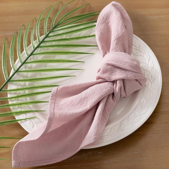 Socomi Cloth Napkins Pink Easter Spring Washable Reusable Bulk Linen Cotton Napkins Set of 4 17"x17" for Wedding Party Bridal Baby Shower Birthday Dining Table Decorations