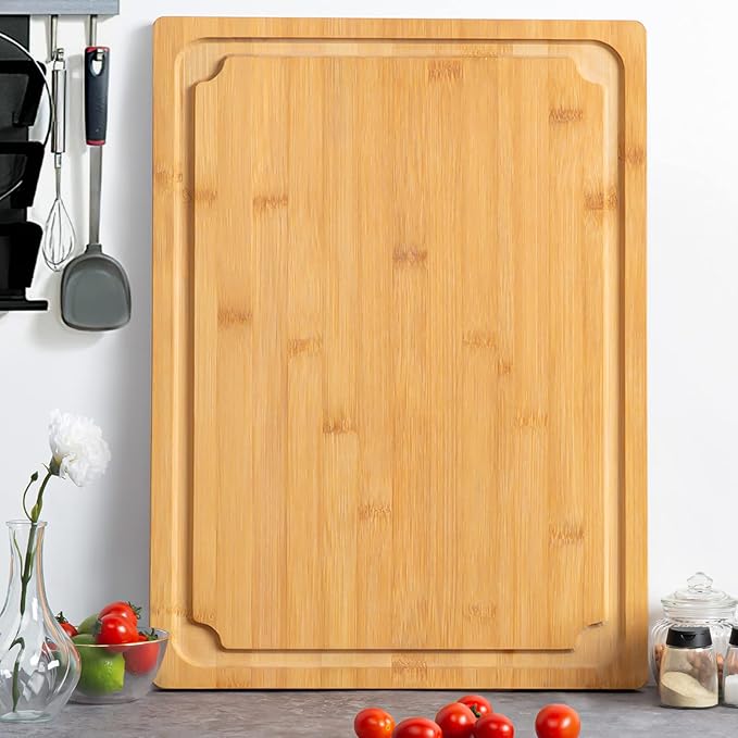 36 x 24 Extra Large Cutting Board, Bamboo Cutting Boards for Kitchen with Juice Groove and Handles Kitchen Chopping Board for Meat Cheese board Heavy Duty Serving Tray, 5XL, Empune