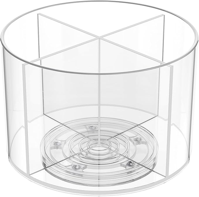 2-Pack Divided Drink Packet Organizer, Rotating Turntable Organizer, Spinning Powdered Drink Mix Holder, Clear Lazy Susan Turntable, Divided Water Drink Packet Storage Organizer