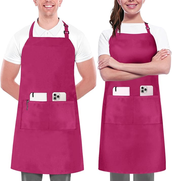 Utopia Kitchen 2 Pack Bib Apron, Adjustable with 2 Pockets, Water and Oil Resistant, Cooking Kitchen Chef Apron for Women Men