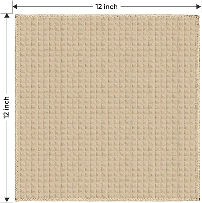 HOMEXCEL Waffle Weave Microfiber Cleaning Cloth, 6 Pack Highly Absorbent Cleaning Rag for Household, Reusable Kitchen Towels, Scratch-Free Stainless Steel Wipes, 12 x 12 Inches, Brown