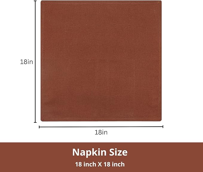 PurpleEssences Rust Set of 6 Cloth Dinner Napkins 100% Cotton 18x18 Inch - Soft Durable Washable - Ideal for Farmhouse Party Spring Easter Summer - Perfect Everyday Use Table Linen - Rust