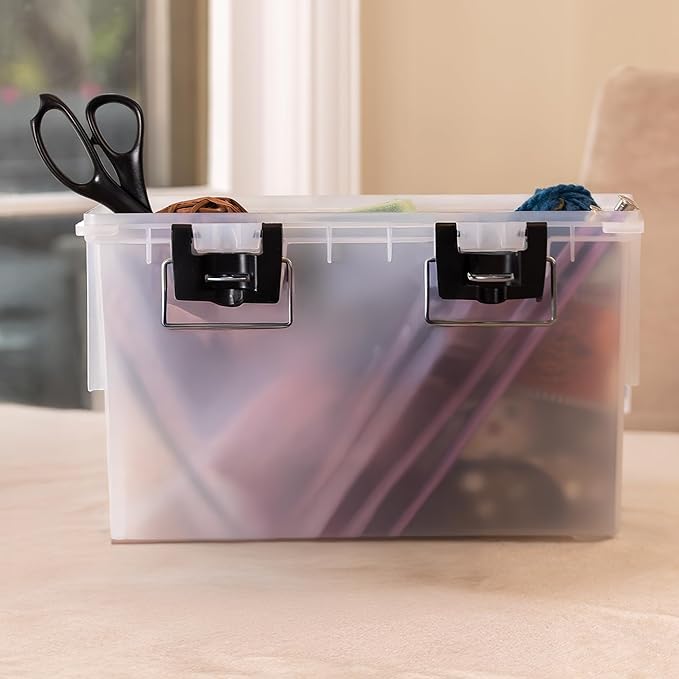 Sheffield 12763 XL Transparent Storage Bins With Lids, 2-Pack Stackable Storage Bins, Made in USA, Lockable and Water-Resistant Containers with Lids, Plastic Containers for Home, Classroom, and Dorm