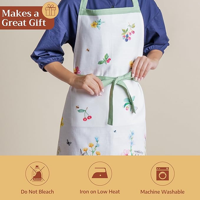 Maison d' Hermine 100% Cotton Apron for women with Pocket Kitchen Chef Apron for Men Cooking Mothers Day Gifts
