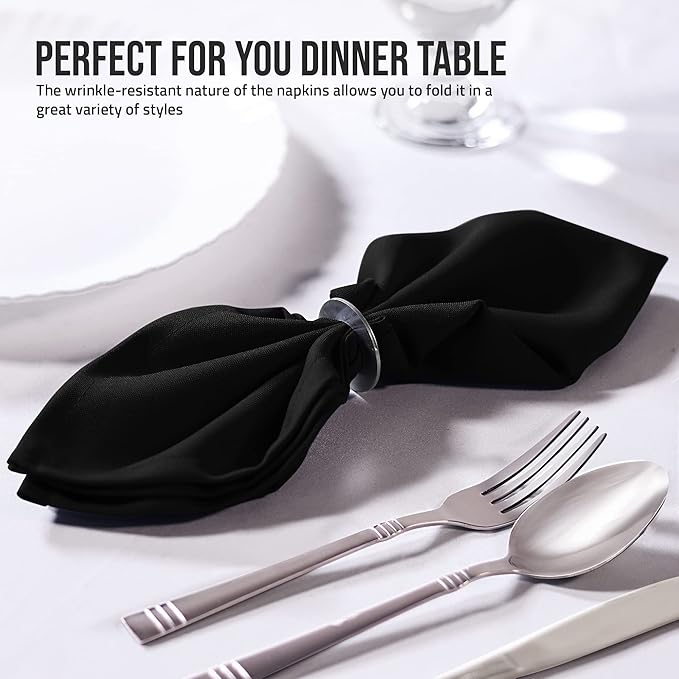 Utopia Home Black Cloth Napkins (12 Pack, 17x17 Inches), Ideal Dinner Napkins for Party, Wedding and Lunch/Dinner