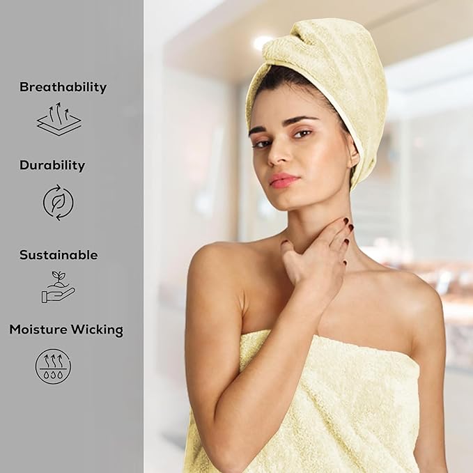 GOLD TEXTILES Premium Bath Towels Set (Pack of 4,27 x 54) 100% Ring-Spun Cotton Bathroom Towels for Hotel, Spa, Soft and Absorbent (27 x 54, Sand - 4 Pcs)