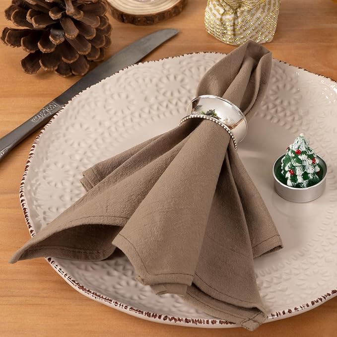 Socomi Cloth Napkins Nude Fall Thanksgiving Washable Reusable Bulk Linen Cotton Napkins Set of 4 17"x17" for Wedding Party Bridal Baby Shower Birthday Dining Table Decorations