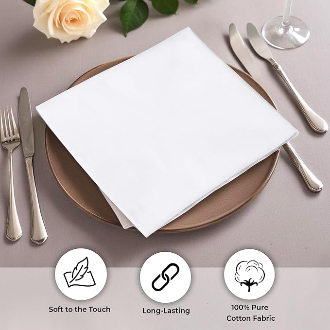Urban Villa Cloth Napkins White Dinner Napkins Set of 12 (18X18) 100% Cotton Absorbent Washable Durable Reusable Cloth Napkins Ideal for Easter Decorations Hotel Collection Farmhouse Parties Napkins