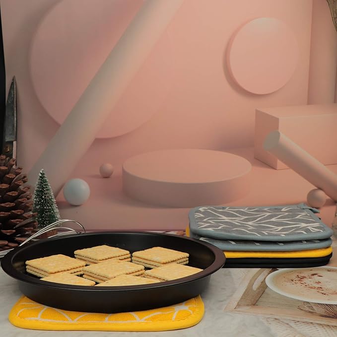 Heat Resistant Potholders Hot Pads-6 Kitchen Pot Holders Set with 2 Pan Hot Handle Holders Trivet for Cooking and Baking,with Recycled Infill Terrycloth Lining(Mixed,8 Piece)