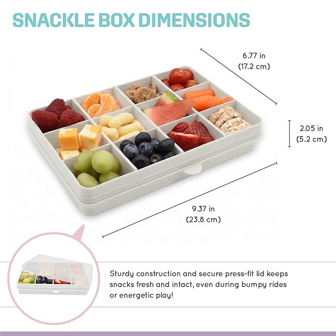 melii Snackle Box – 12-Compartment Divided Snack Container, BPA-Free Food Storage, Removable Dividers, Perfect for Kids Snacks, Arts & Crafts, Beads, and Kitchen Organization (White)