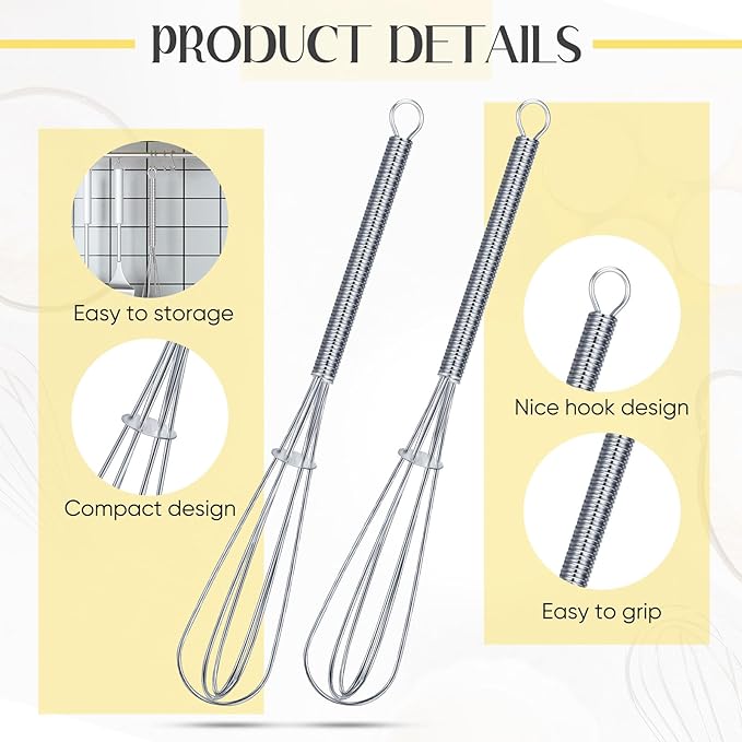 Baderke 50 Pcs Mini Whisk Bulk Small Whisks for Cooking 304 Stainless Steel Tiny Whisk for Baking, Whipping, Beating Eggs, Mixing Sauces, Blending Ingredients (6 Inch)