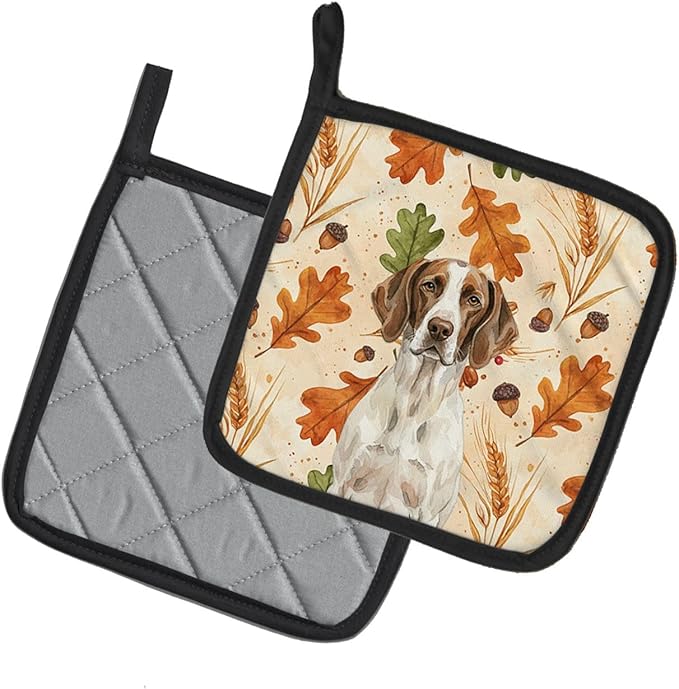 Caroline's Treasures Liver and White Pointer Heirloom Fall Pair of Pot Holders Pair 7.5x7.5 Quilted Insulated Hot Pads Decorative Kitchen Gift Made in USA