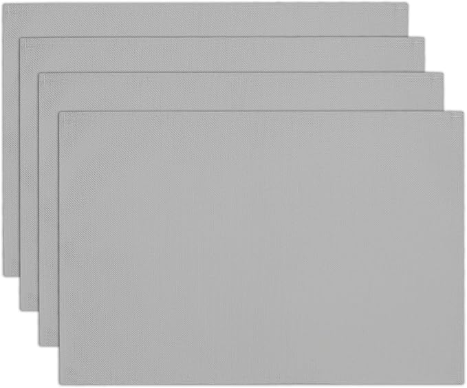 Placemats Set of 4, Heat Resistant Placemats Wrinkle Free Place Mats for Dining Table, Cotton Linen Table Mats for Indoor & Outdoor, 12x18 inch (Grey)
