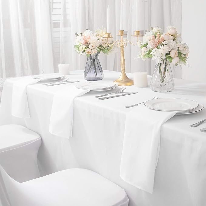 Bailarina Cloth Napkins Set of 80,17x17 inches Dinner Napkins Cloth Washable,Polyester Square Table Cloth Napkin Bulk with Hemmed Edges Ideal for Banquets, Parties and Weddings-White