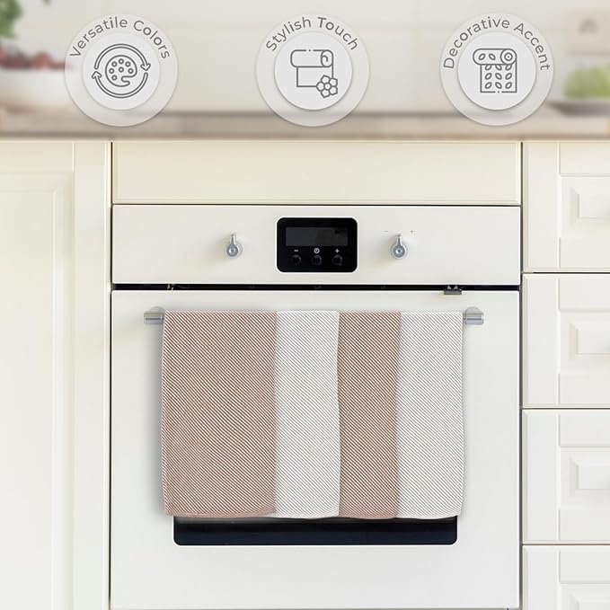 Ossano Kitchen Towels Set - 4 Pack, (20" x 30") - Boho & Decorative - Versatile as, Dish Towels for Drying Dishes, Drying Towels, Flour Sack Towel, Kitchen Cloths, Beige and Ecru