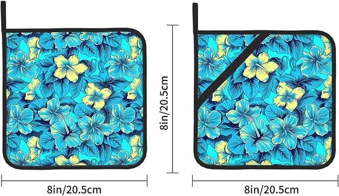 2Pcs Vintage Colorful Flowers Pot Holders for Kitchen Clearance Heat Resistant Hot Pads for Cooking Baking Grilling
